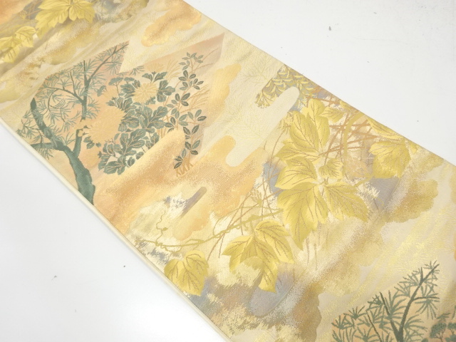 JAPANESE FUKURO OBI / WOVEN AUTUMN FLOWERS